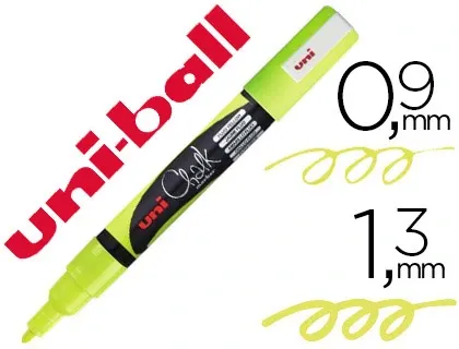 Marqueur uniball craie chalk marker pointe conique fine 0.9/1.3mm craie liquide couleur lumineuse jaune fluo — Non classé