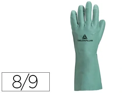 Gant nitrile deltaplus floqué coton longueur 33cm épaisseur 0.40mm coloris vert taille 8/9 paire — Non classé