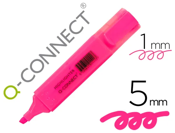 Surligneur q-connect tracé 2/5 mm pointe biseautée couleurs éclatantes rose — Non classé