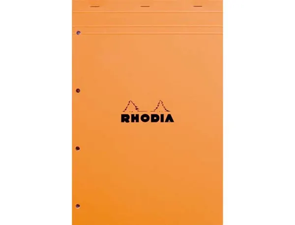 Bloc bureau rhodia a4+ papier vélin surfin couverture enduite enveloppante 218x318mm 80f détachables 80g 5x5mm orange — Non…