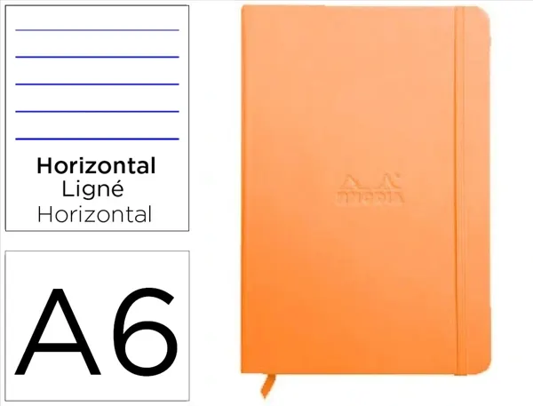 Carnet rhodia webnotebook a6 9x14cm couverture simili cuir tangerine 192 pages 90g ligné élastique marque-page orange — Non…