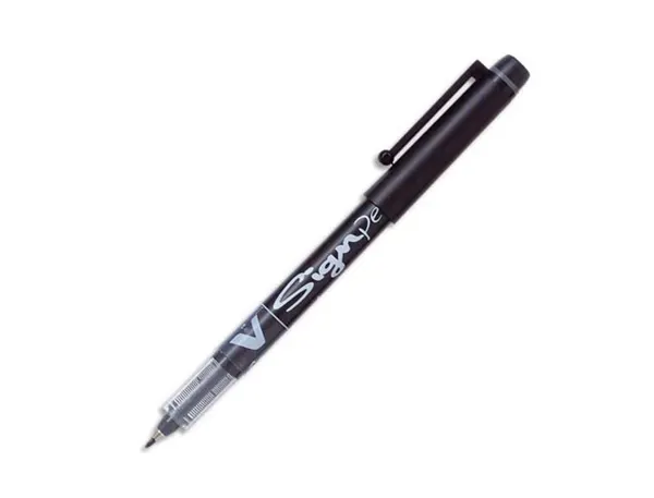 Stylo-feutre pilot v sign pen écriture moyenne 0.6mm pointe fibre polyester encre intense liquide niveau visible noir — Non…