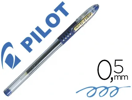 Stylo-bille pilot g1 grip écriture moyenne 0.5mm encre gel rechargeable corps translucide grip caoutchouc bleu — Non classé