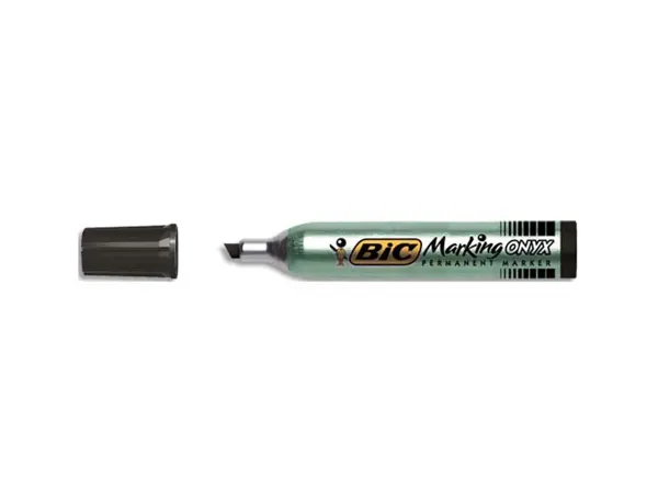 Marqueur bic permanent onyx marker 1591 pointe biseautée tracé 4/7mm tous supports corps métal grande contenance noir — Non…