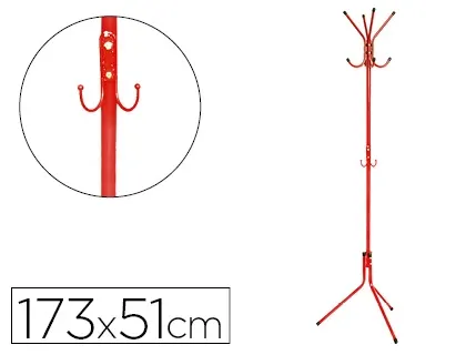 Porte-manteaux q-connect métallique 8 patères hauteur 173cm coloris rouge — Non classé