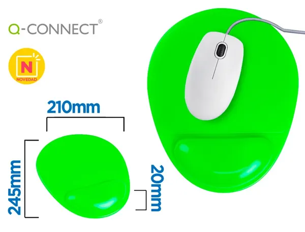 Tapis souris q-connect repose-poigne gel et pvc grand confort facilement nettoyable coloris vert — Non classé
