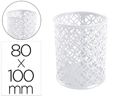 Pot a crayons q-connect motif metallique hauteur 100 mm diametre 80mm coloris blanc — Non classé