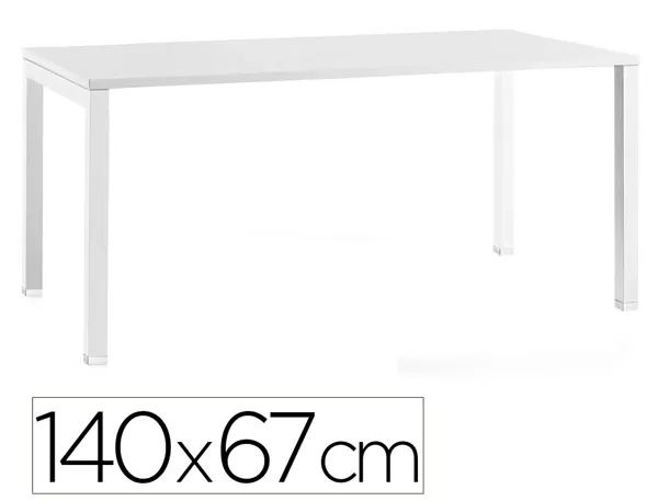 Bureau mt international plateau blanc melamine 25mm pietement arche coloris blanc 140x67cm — Non classé