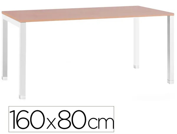 Bureau mt international plateau hetre melamine 25mm pietement arche coloris blanc 160x80cm — Non classé