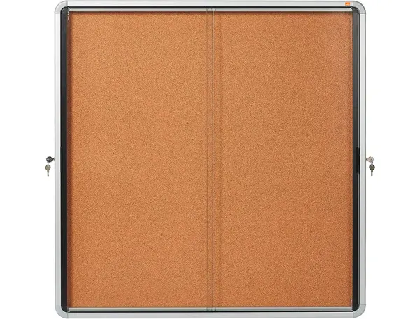 Vitrine d interieur nobo premium plus a4 porte coulissante verre securite fond liege capacite 8 — Non classé