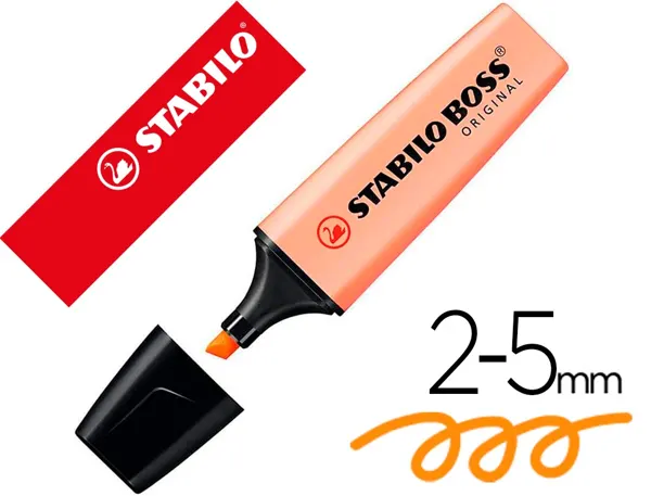 Surligneur stabilo boss original pastel encre base eau pointe biseautee largeur trace 2/5mm coloris sorbet — Non classé