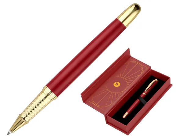 Stylo-bille belius soiree aluminium details et attributs or encre bleue coloris bordeaux dans coffret cadeau — Non classé