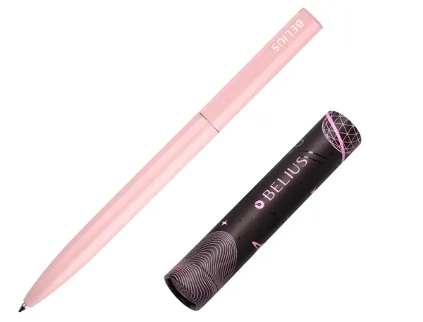 Stylo-bille belius rocket b monochrome sans agrafe encre bleue coloris rose dans coffret cadeau original cylindrique — Non…