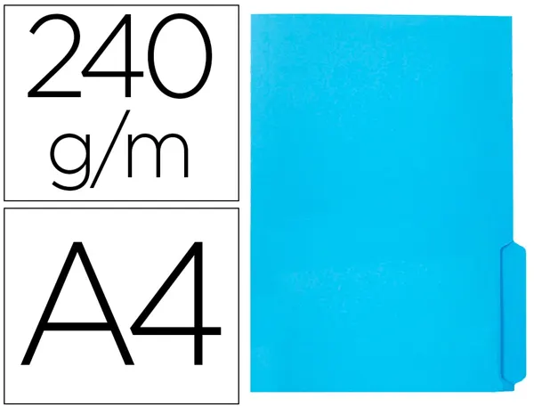 Sous-chemise liderpapel papier cartonne 240g/m2 document a4 onglet inferieur coloris bleu — Non classé
