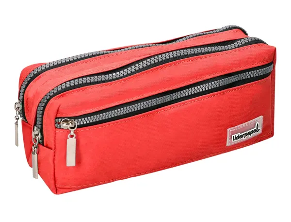 Trousse scolaire liderpapel large rectangulaire 3 compartiments 210x80x85mm coloris rouge — Non classé