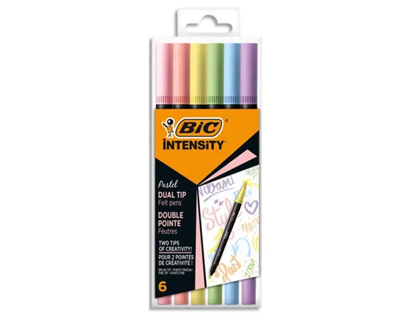 Stylo-feutre bic intensity dual tip mixte standard pastel pack de 6 — Non classé