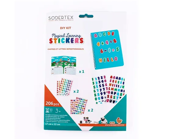 Pack de 206 lettres & chiffres magiques repositionnables sode et lavables 18 x 27,8 cm - 1 pc — Non classé