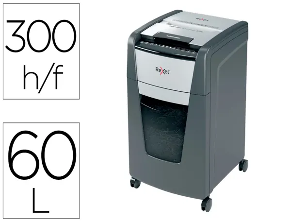 Destructeur de documents rexel optimum auto+ coupe micro 300f corbeille de 60l — Non classé