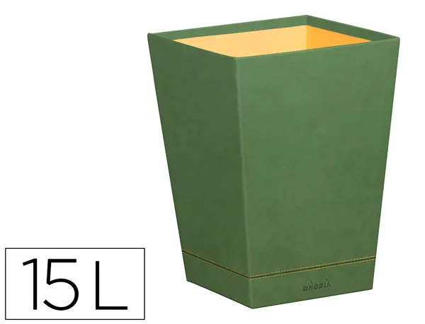 Corbeille papiers rhodiarama simil cuir sauge velout 15l 27x27x32 cm — Non classé