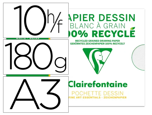 Pochette dessin grain a3 100% recycl 180gr 10f — Non classé