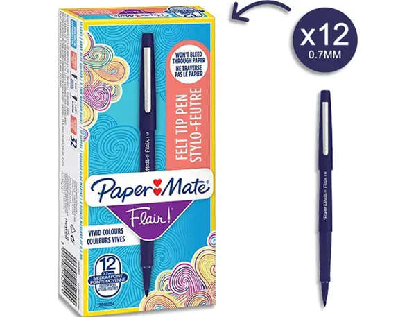Feutre ecriture paper mate flair pointe moyenne 0,7mm encre bleu marine — Non classé