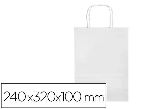 Sac papier q-connect cellulose s anse torsadee 240x320x10mm coloris blanc — Non classé