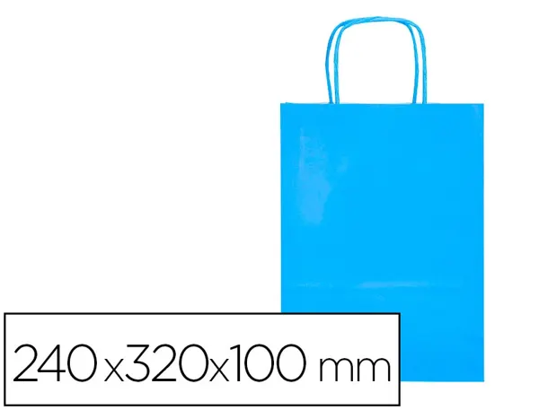 Sac papier q-connect cellulose s anse torsadee 240x320x10mm coloris bleu ciel — Non classé