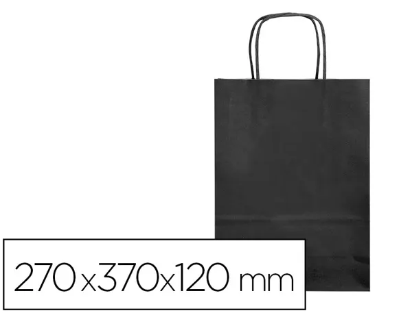 Sac papier q-connect cellulose m anse torsadee 270x370x12mm coloris noir — Non classé