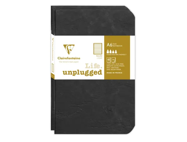 Carnet pique clairefontaine 90x140mm 96 pages reglure lignee coloris noir set 2 unites — Non classé