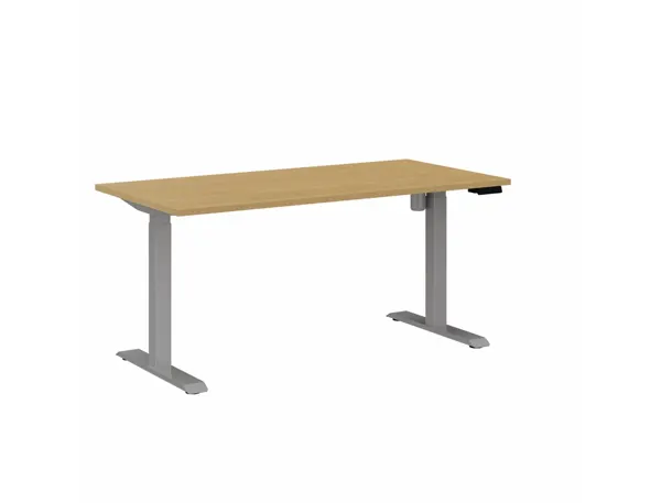 Bureau droit eol lutz 2 reglable hauteur l1600x800mm plateau chene clair pietement gris aluminium — Non classé