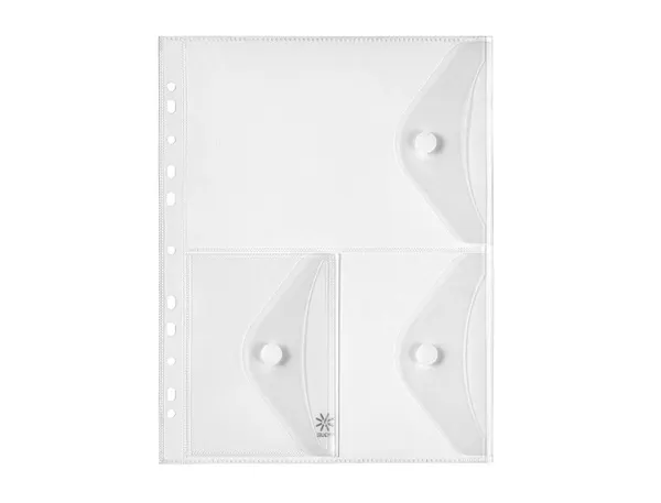 Pochette viquel perforee a4 3 compartiments pp fermeture rabat et scratch incolore — Non classé