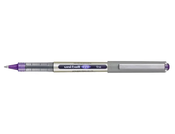 Roller uniball eye plastique recycle encre liquide ecriture moyenne pointe metal coloris violet — Non classé