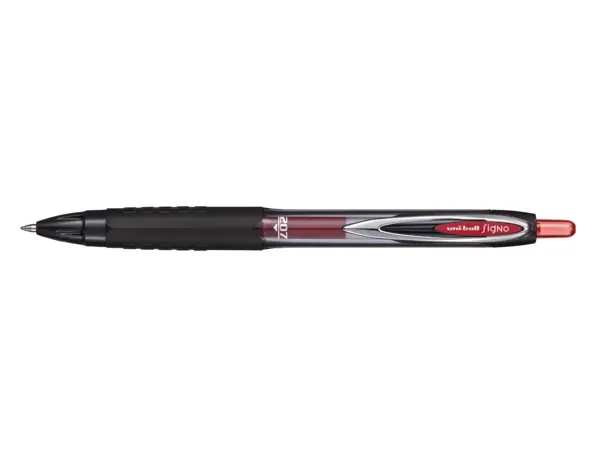 Roller uniball signo rt207 retractable encre gel plastique recycle ecriture moyenne coloris rouge — Non classé