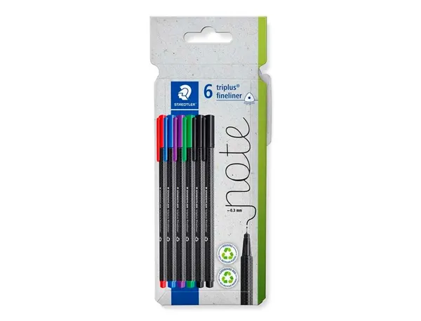 Feutre staedtler triplus fineliner 334 triangulaire pointe superfine 0,3mm coloris assortis etui carton — Non…