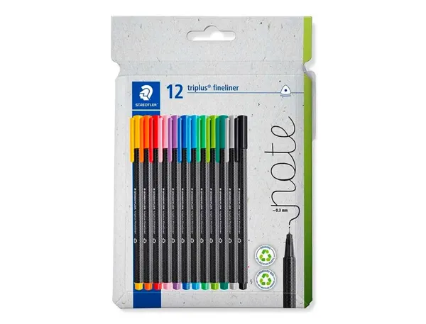 Feutre staedtler triplus fineliner 334 triangulaire pointe superfine 0,3mm coloris assortis etui carton — Non…