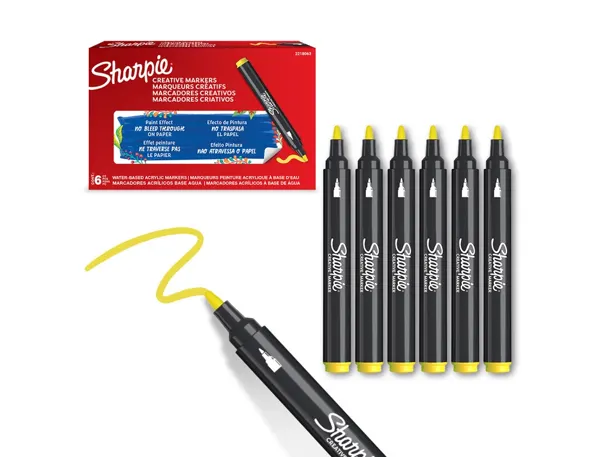 Marqueur sharpie creatif pointe ogive trait 2,5mm encre acrylique coloris jaune — Non classé