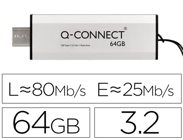 Cle usb q-connect flash drive 64 gb 3.2 type-c — Non classé
