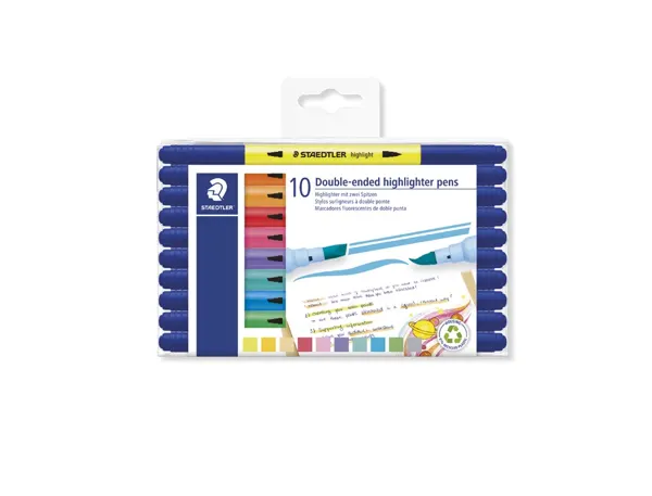 Stylo-surligneur staedtler 3620 double pointe biseautee/pinceau coloris assortis set 10 unites — Non classé