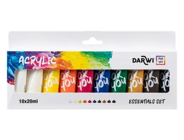 Peinture darwi for you acrylic essentials set coloris assortis tube 20ml set 10 unites — Non classé