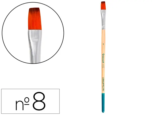 Pinceau pour peinture acrylique et aquarelle liderpapel n 8 pointe plate en poils synthetiques — Non classé