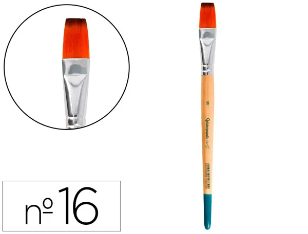 Pinceau pour peinture acrylique et aquarelle liderpapel n 16 pointe plate en poils synthetiques — Non classé