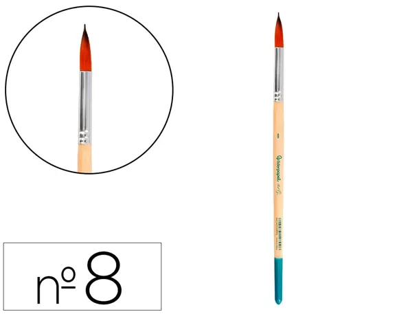 Pinceau pour peinture acrylique et aquarelle liderpapel n 8 pointe ronde en poils synthetiques — Non classé