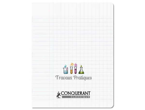 Cahier travaux pratiques conquerant classique agrafe 17x22cm 96p 90g seyes/uni pp incolore — Non classé