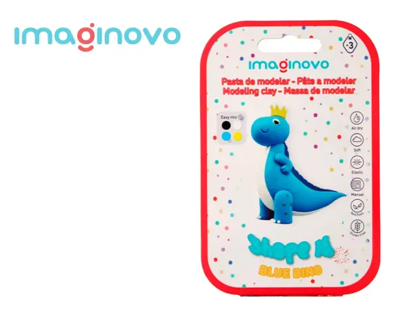 Pate a modeler imaginovo sechage a l'air set coloris assortis avec instructions dinosaure bleu — Non classé