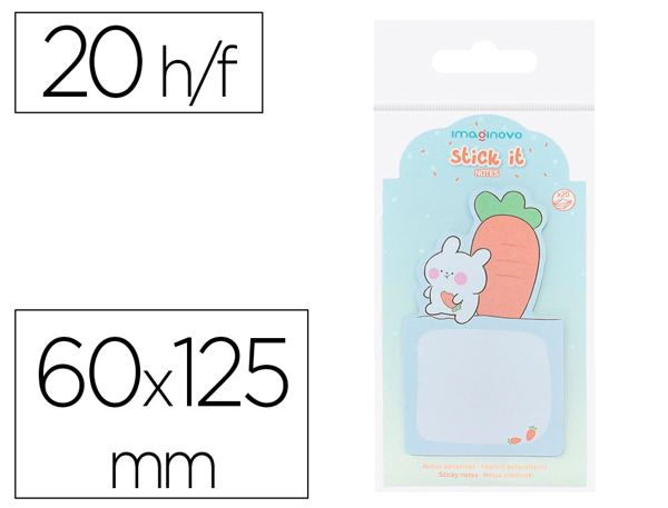 Bloc notes imaginovo adhesifs bunny avec support 20 feuilles coloris bleu 60x125 mm — Non classé
