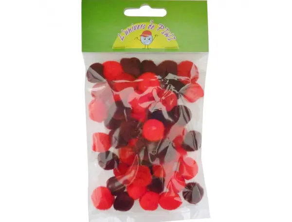 Pompons a la couleur graine creative 15 mm 45 pieces coloris rouge — Non classé