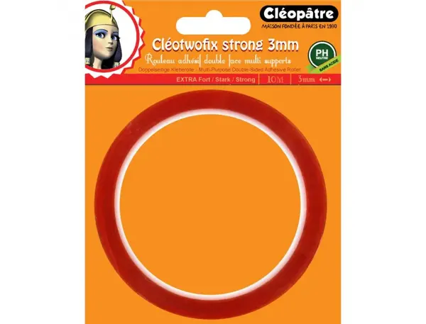 Adhesif cleopatre cleotwofix double face extra fort multi supports ph neutre rouleau de 3mmx10m — Non classé