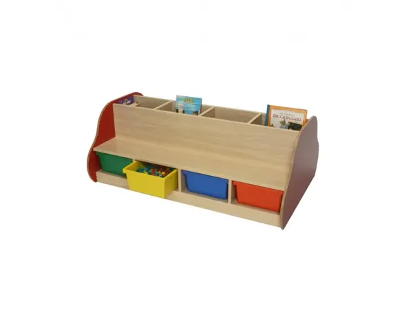 Banc de bibliotheque culture club double face pour 8 enfants 8 compartiments et 4 bacs de rangement — Non classé
