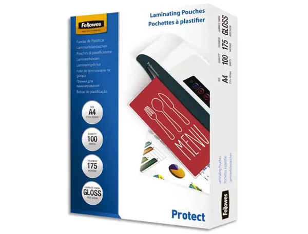 Pochette plastification fellowes à chaud polyester transparent résistant eau format a4 175 microns boîte 100 unités — Non…