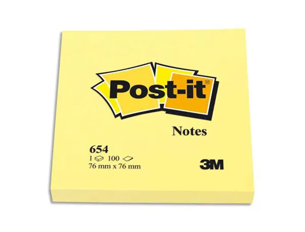 Bloc-notes post-it couleurs néon 76x76mm 100f repositionnables coloris jaune fluo — Non classé